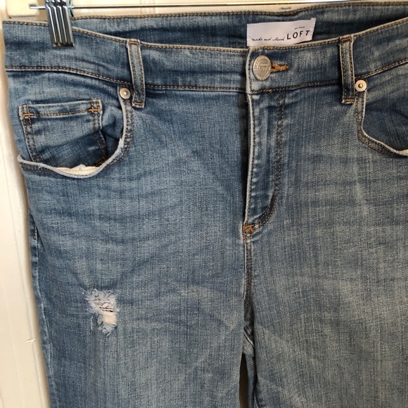 Loft modern skinny ankle destructed jeans. 28/6. Excellent condition. - Picture 2 of 4